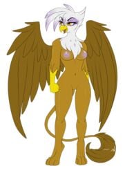 2013 alpha_channel anthro anthrofied avian breasts female friendship_is_magic gilda_(mlp) gryphon my_little_pony navel nipples nude plain_background pussy solo standing sugarcup transparent_background yellow_eyes