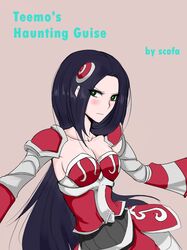 blush cleavage clothing female green_eyes irelia_xan league_of_legends scofa short_hair