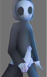 black_eyes blue_skin creepypasta eyeless_jack hoodie male mask monster monster_boy presenting solo tagme