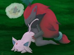 arti4000 eevee eeveelution espeon fur furry_ears furry_tail nintendo pokemon pokemon_(species) tail zoroark zorua