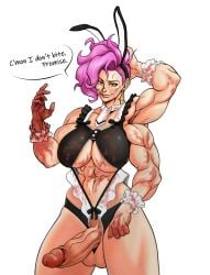 1futa 4_arms blood futa_only futanari haction_(artist) huge_cock musclegirl420 muscular_futanari oc penis seductive