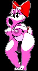 1futa 3_toes barefoot big_breasts big_nipples birdo bow breasts claws dickgirl feet futanari half-closed_eyes intersex mario_(series) nintendo nipples penis pink pink_skin red_bow spiked_tail spots tail toe_claws toes xylas