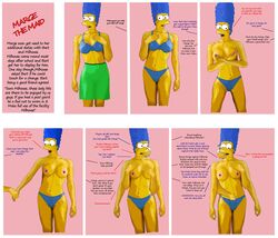 20th_century_studios accurate_art_style blue_hair breasts clothes color english_text female hair human marge_simpson milhouse_van_houten nipples standing tagme text the_simpsons yellow_body yellow_skin