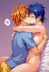 2024 ai_generated bed blush breasts canon_couple carnivalecloudmuncher couple female male male/female navel nipples nude pussy romantic romantic_couple sairenji_haruna self_upload standing straight tagme to_love-ru yuuki_rito