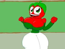 1girls 2024 5_fingers adorable anthro anthrofied areola big_breasts bouncing_breasts breasts busty cleavage clothed clothing cute female fruit fruit_humanoid green_shirt jiggle jiggling_breasts js_paint mr._y0-y0! ms_paint no_bra original original_character pants red_body red_skin self_upload shirt tagme teacher thick_thighs thunder_thighs tomato tomato_teacher_(tansau) voluptuous white_pants wide_hips