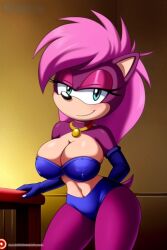 ai_generated ass bikini breasts hips magenta_body nippels oiled pink_hair seductive sega sonia_the_hedgehog sonic_(series) sonic_the_hedgehog_(series) sonic_underground thighs