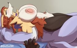 anthro areola aroused ass big_breasts big_butt breasts clothing delphox duo female female_anthro generation_1_pokemon generation_6_pokemon guilo91p hi_res huge_breasts legwear male male/female ninetales nintendo nipples penetration pink_areola pink_nipples pokemon pokemon_(species) side_view thick_thighs thigh_highs