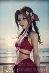 aerith_gainsborough ai_generated bikini brown_hair female final_fantasy final_fantasy_vii final_fantasy_vii_rebirth final_fantasy_vii_remake green_eyes hourglass_figure light-skinned_female