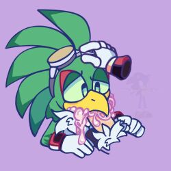 accipitrid accipitriform ambiguous_gender anthro avian beak bird bodily_fluids bubble copii_chaotix cum cum_bubble cum_in_mouth cum_inside cum_on_beak ejaculation fellatio genital_fluids holding_head_down jet_the_hawk male oral penile sega sex shadow_the_hedgehog solo sonic_(series) sonic_riders sonic_the_hedgehog_(series)