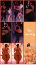 3d belly boobs brown_hair comic comic_page curvy dominant fat huge_belly mossited muscular orgasm overwatch overwatch_2 overweight overweight_female pharah stomach_acid stomach_bulge swallowing thick thick_ass tracer transformation vore yoga_pants