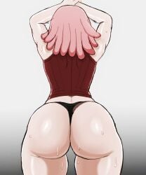 1girls ajaycolor ass ass_focus big_ass bubble_butt color color_edit colored colored_inner_hair colored_sketch colored_skin greyscale mei_hatsume metalsplinter monochrome my_hero_academia solo thong