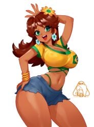 brazilian brazilian_female breasts female female_only little_blood mario_(series) nintendo open_mouth princess_daisy solo