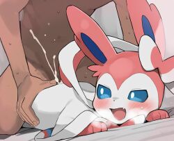 ai_generated blush cum cum_inside eeveelution female feral furairy_mask generation_6_pokemon human human_on_feral male male/female nintendo nude open_mouth penetration pokémon_(species) pokemon pokemon_(species) pokephilia sex sylveon tongue