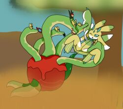 anthro anthro_on_feral dragon feral generation_7_pokemon generation_9_pokemon green_penis hydrapple insect lurantis pokémon_(species) pokemon pokemon_sv reptile shiny_pokemon teasing unusual_penis