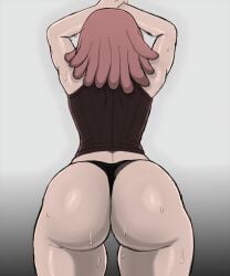 1girls ajaycolor ass ass_focus big_ass blackwhiplash_(style) color color_edit colored colored_inner_hair colored_sketch colored_skin greyscale mei_hatsume metalsplinter monochrome my_hero_academia solo thong