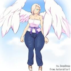 1girls 2d 2d_animation angel angel_wings animated big_breasts breast_expansion breast_inflation breasts breasts_bigger_than_head breasts_bigger_than_torso cleavage female female_focus female_only hataraki_ari huge_breasts inflated_breasts jeans large_breasts massive_breasts tagme video winged_humanoid wings