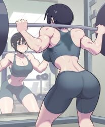 1girls abs aisendraw athletic_female attack_on_titan back_muscles barbell big_ass big_breasts cleavage exercise female_abs fit fit_female gym gym_clothes mikasa_ackerman sport_clothes squatting toned_female weightlifting weights workout workout_clothes