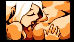 2girls animated castle_in_the_clouds female female_only game_cg licking licking_pussy long_hair nude nude_female pixel_animation pixel_art pussy pussy_juice vagina white_hair yuri