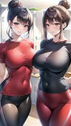 2girls ai_generated anime_style big_breasts hentai locker_room slut sluts thick_thighs