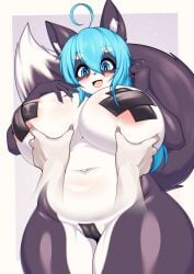 big_breasts breast_grab breasts canine female furry hanul huge_breasts pasties tagme tailzkim thick_thighs wide_hips