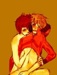 aged_up biting kenny_mccormick kyle_broflovski shirt_lift shirt_up south_park suggestive