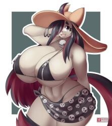 ai_od big_breasts bikini breasts cleavage female furry huge_breasts nikki_(secretly_saucy) tagme thick_thighs wide_hips