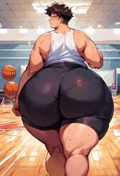 1boy 1femboy ai_generated ass ass_focus basketball basketball_court big_ass big_butt big_thighs bubble_butt clothed dumptruck_ass fat_ass fat_thighs femboy feminine feminine_male fiveai_(artist) gigantic_ass girly gym huge_ass huge_thighs looking_at_viewer looking_back male round_ass thick thick_ass thick_boy thick_thighs voluptuous voluptuous_femboy voluptuous_male