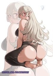 1girls absurdres ass bare_shoulders bare_thighs barefoot black_bra black_panties bra breasts commentary corrin_(female)_(fire_emblem) corrin_(fire_emblem) corrin_(fire_emblem)_(female) deliciousbra deliciousbrain female female_only fire_emblem fire_emblem_fates grey_hair highres inner_thighs large_ass long_hair looking_at_viewer medium_breasts nintendo panties pointy_ears red_eyes seiza simple_background sitting solo thighs underwear very_long_hair white_background zoom_layer