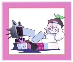 1boy 1girls artist_request blocky_body feet female foot_fetish foot_worship footjob male roblox roblox_avatar robloxian source_request tagme