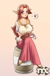 aged_up blush covered_nipples implied_lactation large_breasts malon nipples_bulge nipples_visible_through_clothing ocarina_of_time