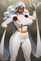 1girls ai_generated big_breasts dark-skinned_female long_hair looking_at_viewer marvel marvel_comics ororo_munroe solo storm_(x-men) thick_thighs white_hair wide_hips x-men zargos