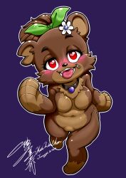 absurd_res anthro bear bia_prowell_(slipperyt) brown_body brown_fur female fur heart hi_res horny_female humanoid kui_lin_chen living_plushie mammal microsoft minecraft mojang outside plushie red_eyes solo tagme teddy_bear tongue tongue_out xbox_game_studios zipper zipper_mouth