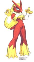 2004 blaziken breasts color female female_only hair pokemon pokemon_(species) solo standing tagme ubaldo yellow_hair