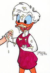 2005 cum daisy_duck disembodied_penis disney human_on_anthro jk male_human/female_anthro male_on_anthro pencil_(artwork) penis quack_pack straight_hair tagme unseen_male_face