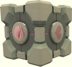 fleshlight onahole portal_(series) pussy sex_toy solo tagme weighted_companion_cube what white_background