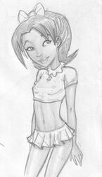 condoleezza_rice crop_top female fluffy_(artist) monochrome petite short_skirt small_breasts