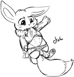 clothes eevee female female_only fur furry furry_only kalu line_art monochrome nintendo pokémon_(species) pokemon pokemon_(species) solo