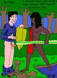 1990s 1999 1girls 20th_century dark-skinned_female dark_skin diana_the_acrobat dungeons_and_dragons dungeons_and_dragons_(cartoon) eric_the_cavalier female fur_bikini human interracial male nipples pale_skin penis pussy tagme unshaved_pussy