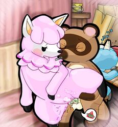 alpaca animal_crossing broken_condom cheating cheating_wife cum_in_pussy cyrus_(animal_crossing) nintendo pink_fur reese_(animal_crossing) tagme tanooki tom_nook