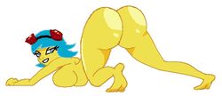 blank_background blue_hair el_tigre female frida_suarez happy_female horny_female inviting_to_sex jack-o_pose latina nickelodeon tagme thin_female yellow_skin