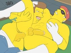 2boys 4_fingers abs anal anal_penetration anal_sex anus baseball_cap biting_own_lip brown_hair clothes cmnm color duffman erection gay gay_sex gloves hairy_balls hand_on_chest holding_head human idrewthis indoors insertion large_penis leg_lift legs_held_open licking_male_nipple male male_only moe's_tavern multiple_males multiple_penises naked_boots naked_footwear nude pants_down pecs penis pleasured pluvatti pool_table sex snake_jailbird spread_legs sunglasses tagme tattoo testicles the_simpsons thrusting_into_ass tinted_eyewear topless white_hair yaoi yellow_skin