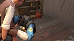 3d bandolier bottomless cap dark-skinned_male demoman erection eye_fucking facial_hair fellatio gay gloves looking_at_partner looking_down maskless_spy rake sleeves_rolled_up source_filmmaker spy tagme team_fortress_2 vest yaoi