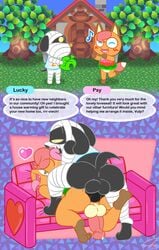 animal_crossing anthro balls barefoot canine doggy_style erection fox from_behind fur furry lucky_(animal_crossing) male male_only multiple_males nintendo paws penis psyredtails sex tongue tongue_out yaoi year_request