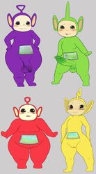 2boys 2girls blush chubby dipsy female laa-laa male obese pdxyz penis po_(teletubbies) pussy simple_background teletubbies the_main_teletubbies_cast tinky_winky