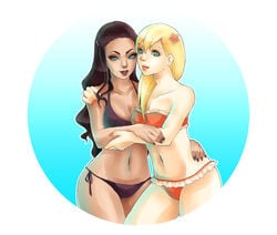 2girls blonde_hair breasts brown_skin danny_phantom dark-skinned_female dark_skin female female_only human nickelodeon paulina_sanchez smp-koibito star_(danny_phantom)