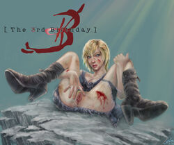 aya_brea biosquare blood legs_apart parasite_eve parasite_eve_the_3rd_birthday scratches sweat tagme vagina