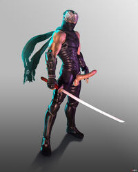 1boy 3d blade clothed clothing dangling_testicles dead_or_alive erect erect_penis erection gninrom huge_cock huge_testicles male male_only muscular penis penis_out ryu_hayabusa solo sword tan_skin testicles veins veiny_penis weapon