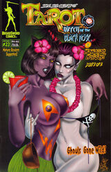 2girls big_breasts boo_cat breasts comic comic_cover cover_page jim_balent licorice_dust looking_at_viewer multiple_girls nipples nude tarot:_witch_of_the_black_rose text vampire