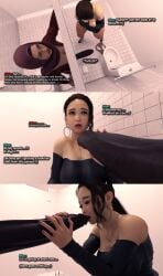 1futa 1girls 3d aisha_(blankken) asian asian_female big_breasts big_penis blankken comic dark-skinned_futa dark_penis dark_skin english_text fellatio futa_on_female futanari glory_hole hoop_earrings huge_cock huge_penis imminent_fellatio imminent_oral imminent_sex interracial just_the_tip light-skinned_female light_skin miya_(blankken) penis_awe restroom restroom_stall text thick thick_thighs toilet