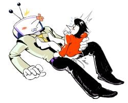 absurd_res bodily_fluids clothed clothed_sex clothing cum deltarune duo ejaculation electronics for_a_head genital_fluids hi_res humanoid male male/male male_penetrated male_penetrating male_penetrating_male not_furry object_head penetration screen screen_face screen_head sex spamton_g._spamton television tenna_(deltarune) tv_head undertale_(series) vamprions